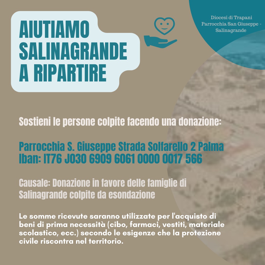 Salinagrande, avviata raccolta di fondi per i danneggiati dall’alluvione