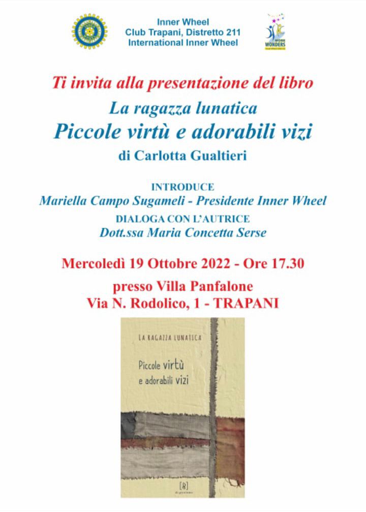 Trapani, presentazione del libro “Piccole virtù e adorabili vizi” di Carlotta Gualtieri